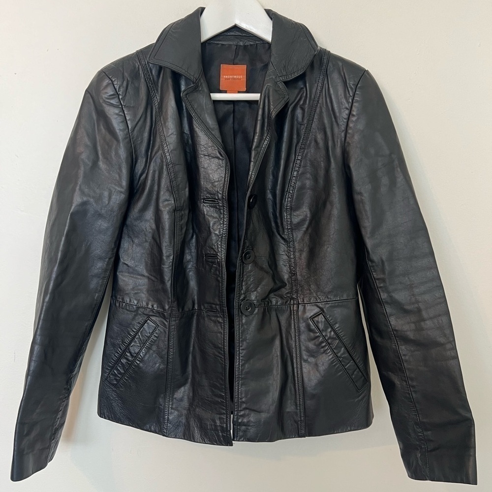 Anonymous John Carlisle Black Leather Jacket Size Small